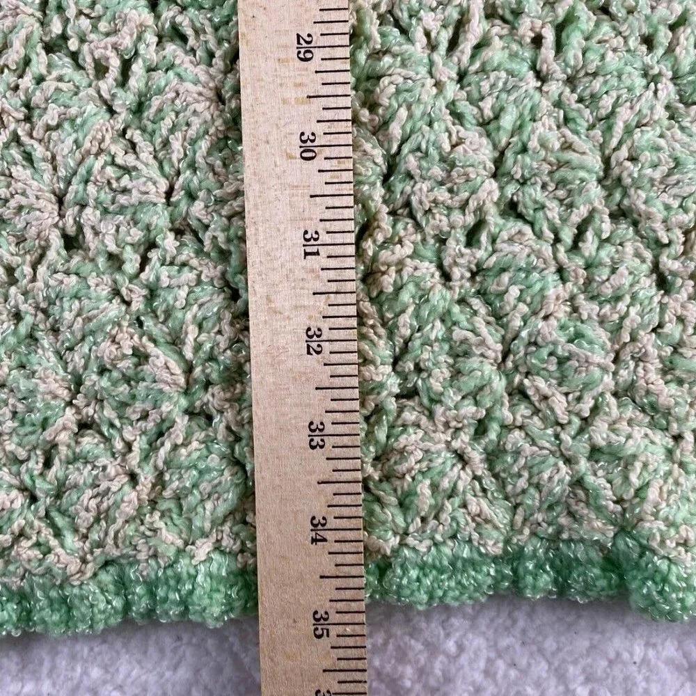 Handmade Crochet Throw Baby Blanket‎ 35x32 Afghan Greens Baby Room Neutral